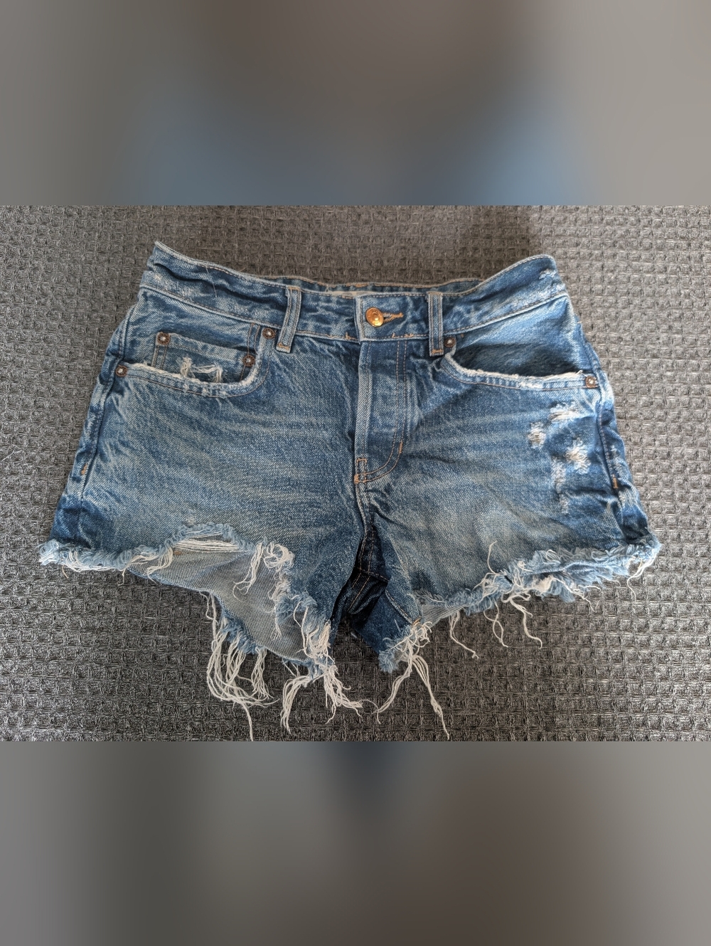 We The Free Distressed Blue Denim Cutoff Shorts